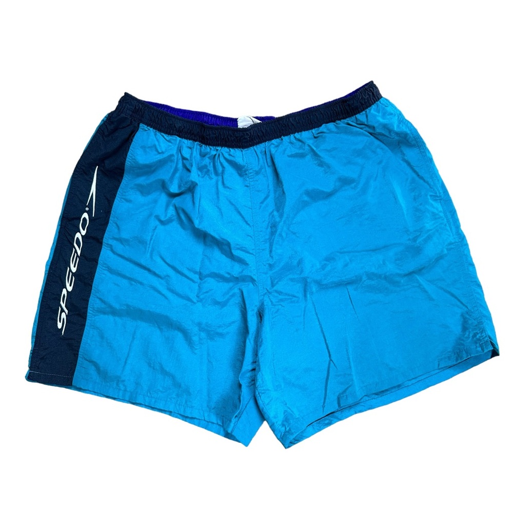 Vintage 90s Speedo Blue Spellout Logo Windbreaker Shorts Size XL